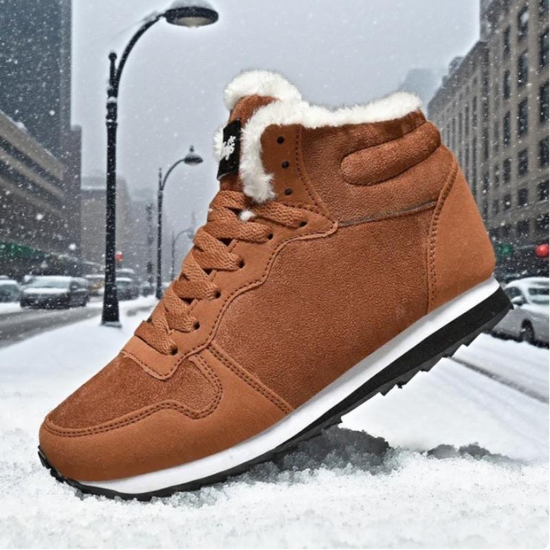 Women's Fashion Winter Boots Plush Lined High Top Design Anti Slip Rubber Outsole Snow Sneakers  New Soft Winter Ankle Boots