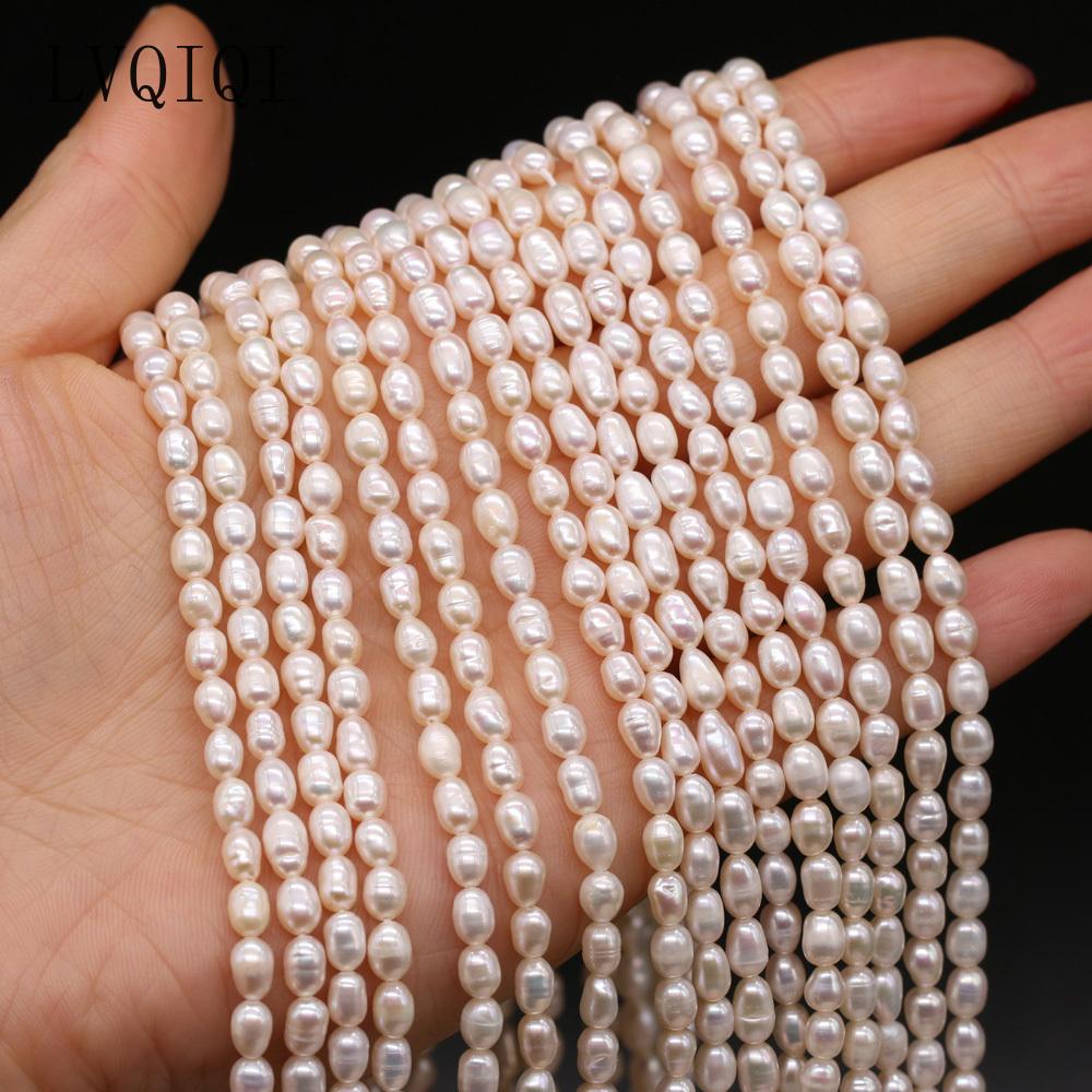 Natural Freshwater Pearl Beaded High Quality Rice Pearls Punch Loose Beads For Making Jewelry DIY Bracelet Necklace Accessories