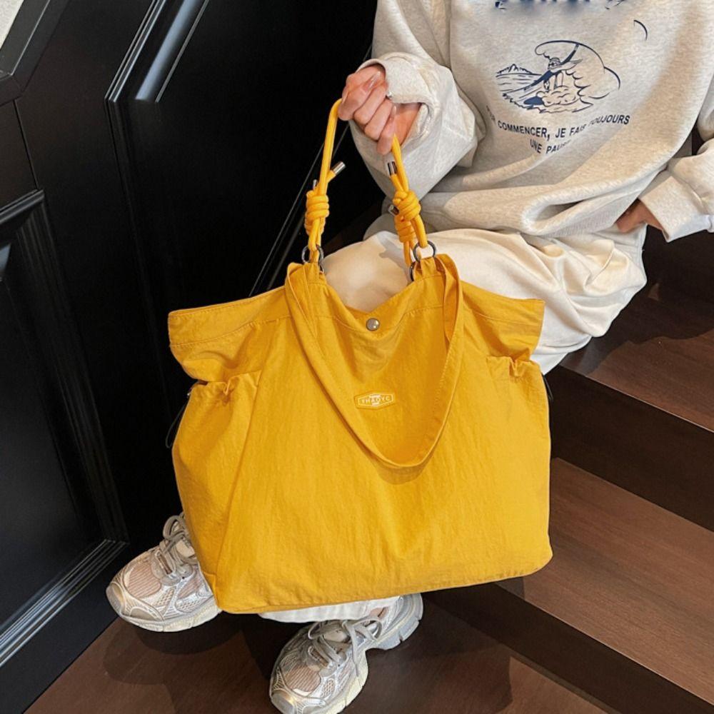 Korean Style Nylon Tote Bag Casual Nylon Shoulder Bag Portable Lightweight Eco Bag Vacation