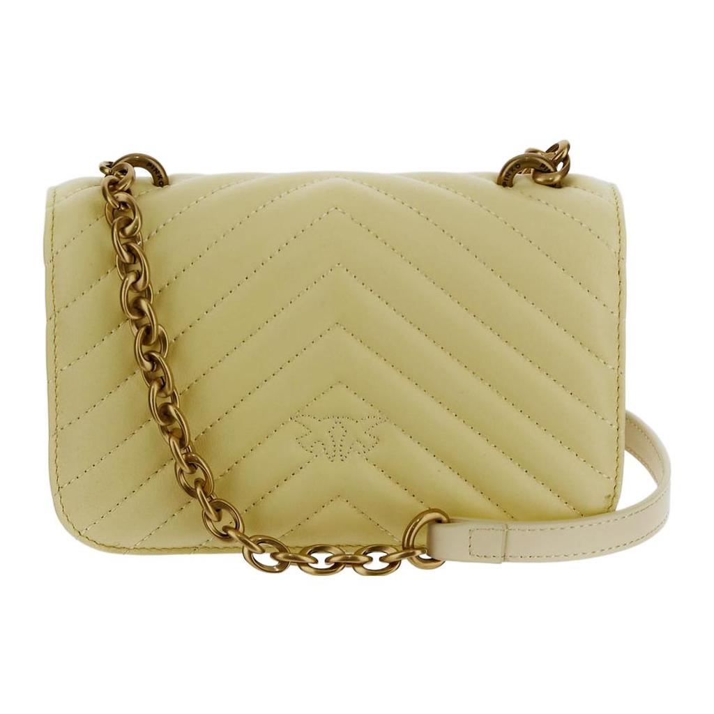 New PINKO Leather Shoulder Bag, Crossbody Bag Mini Women's Yellow 100048-A14Q-C08Q