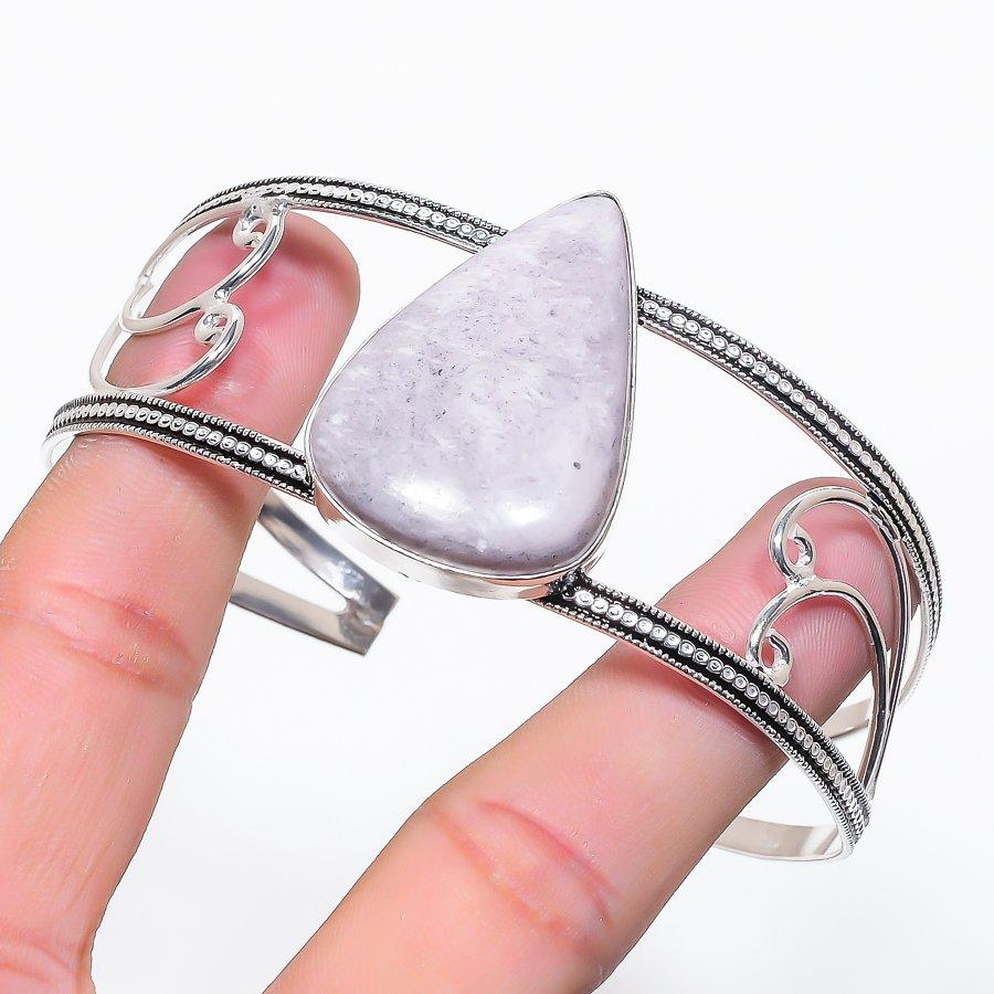 Natural Moonstone Gemstone 925 Sterling Silver Cuff Bangle Adjustable C5s68