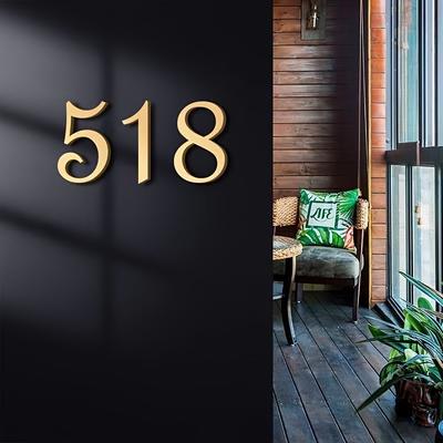 5cm Acrylic Golden House Number Mailbox Address Sign with Adhesive Backing - Door Style Installation