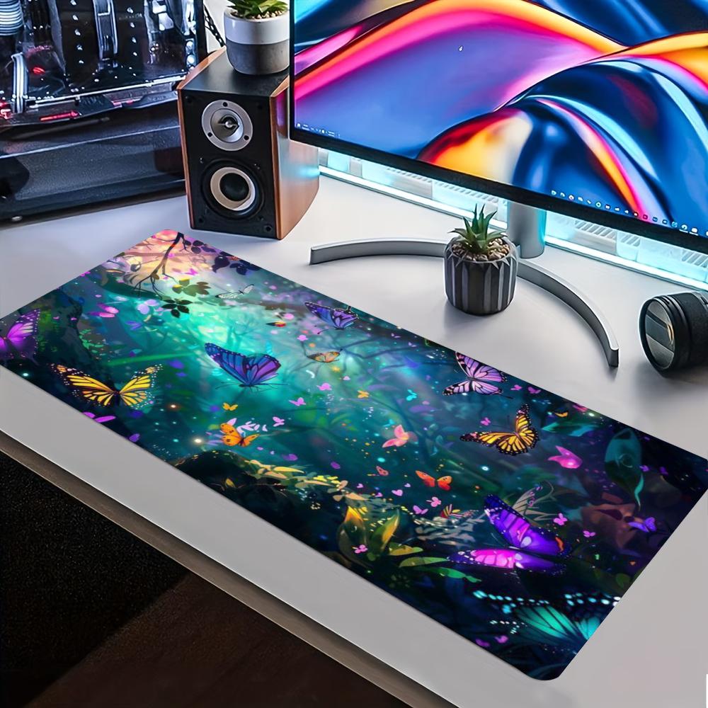 Colorful Fantasy Butterfly Extended Gaming Mouse Pad Large Desk Mat Smooth Cloth NonSlip Base For Laptop Keyboard Office Gaming