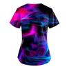 Plus Size Cute Printed Scrub Working Uniform Tops For Women  V-Neck Short Sleeve Fun T-Shirts Workwear Tee With Pockets