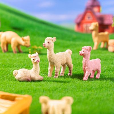 5 Stück Alpaka Miniaturen Mini Alpaka Figuren Sammlerstück Miniatur Tierstatuen für Feengarten Mikrolandschaft DIY Basteln