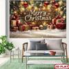 2D Cozy Christmas Wood Backdrop with Gifts & Fairy Lights Party Prop