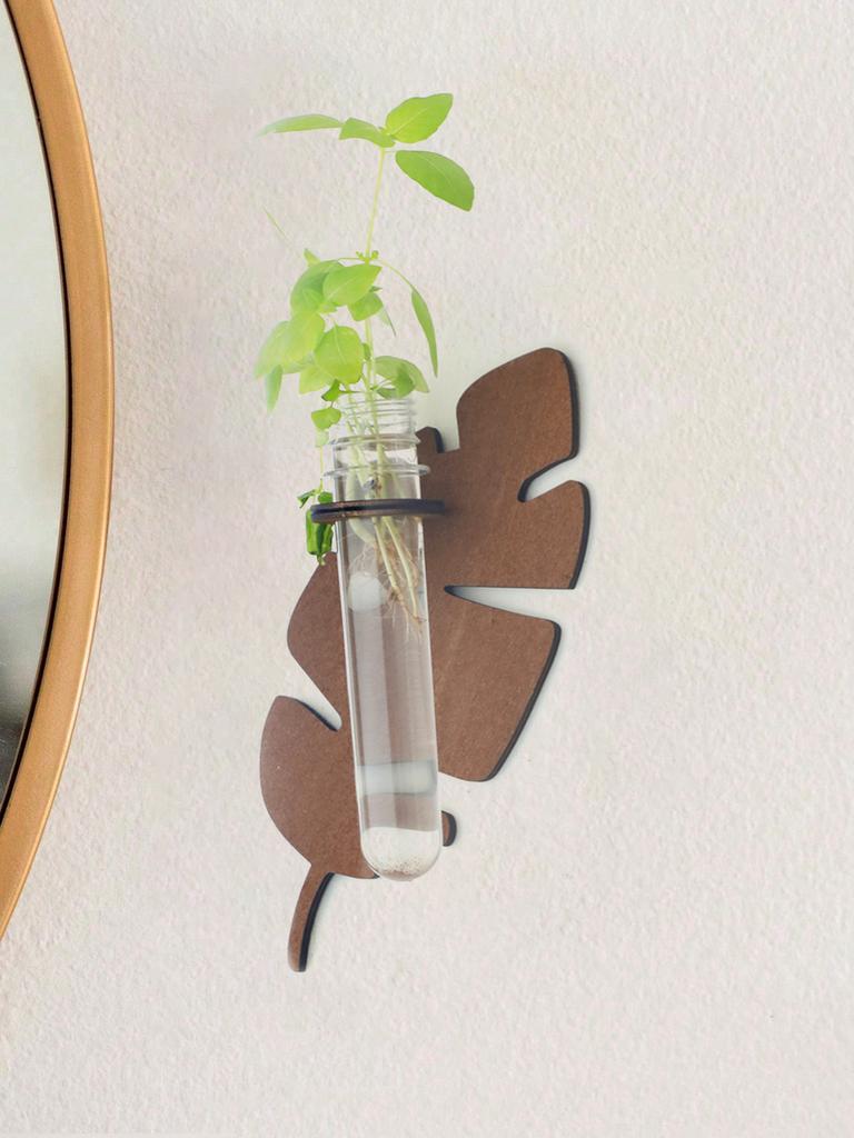 1/2 Pcs Brown Wooden Wall Planters Turtle Back Leaf Plant Pots Indoor Propagation Station Wall Decor Vase Stand Home Decorations