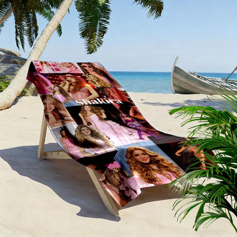 Asciugamano da Spiaggia con Stampa di Shakira, Asciugamano Grande Morbido ad Asciugatura Rapida per Spiaggia Campeggio Nuoto