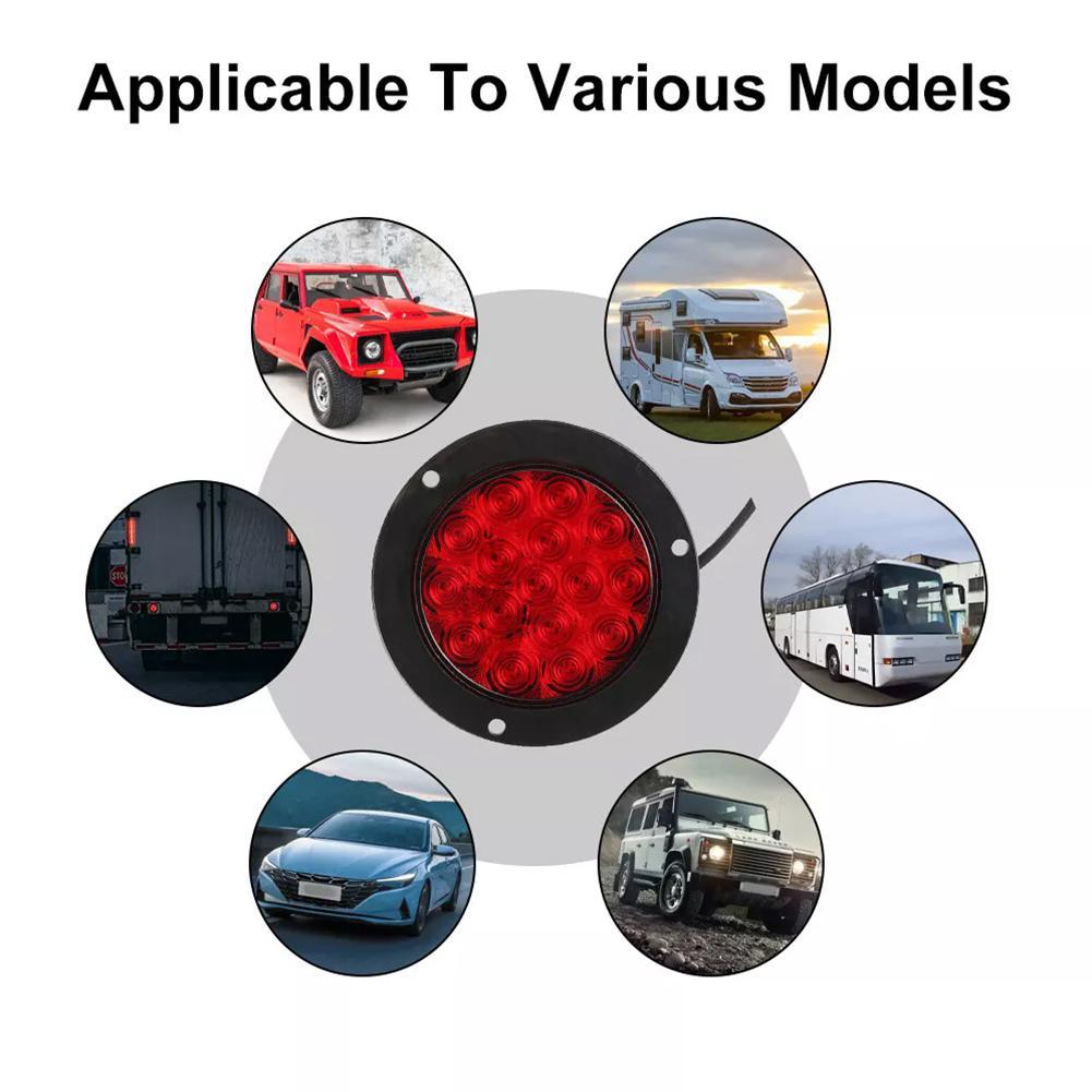 16 LED 14CM Car Round Truck Trailer Tail Lights Turn Signal Brake Stop Rear Running Reverse Lamp Red Yellow White 12V 24V