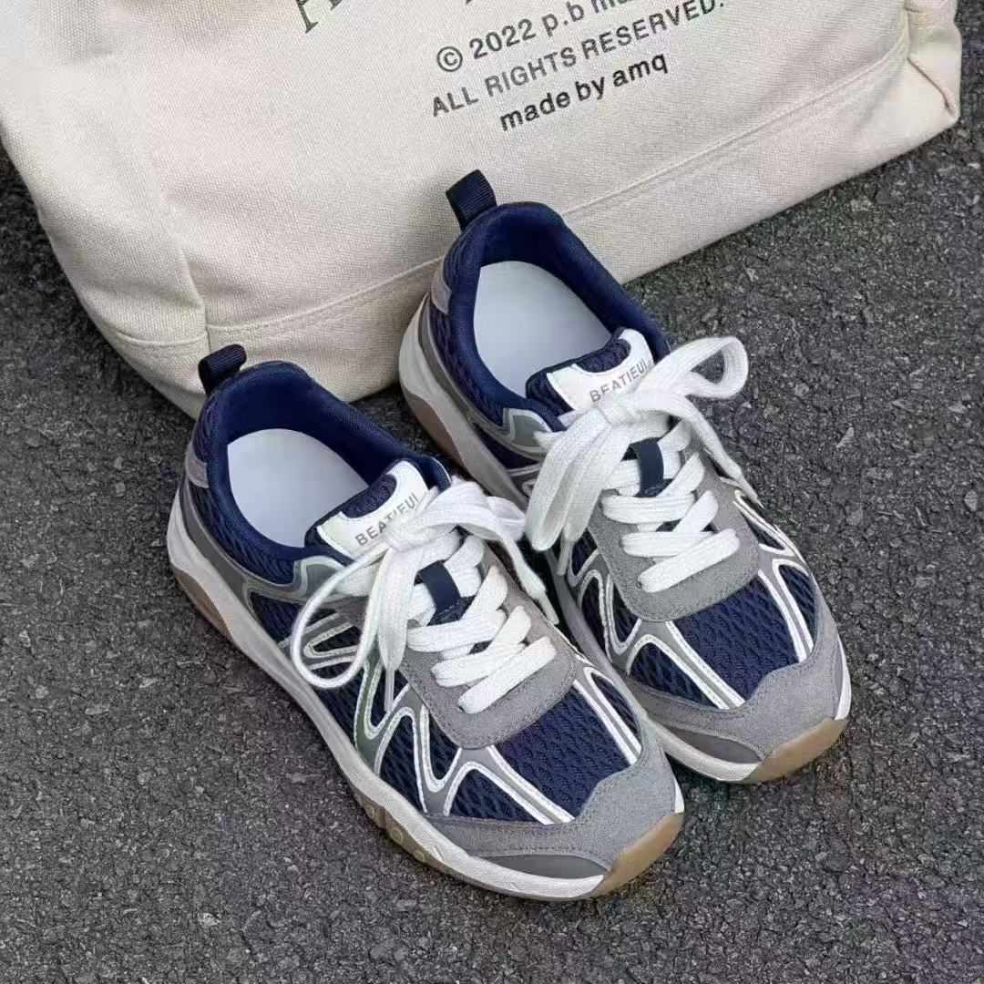 

Новая спортивная обувь Dexun женская 2025 лето сетчатая дышащая обувь на платформе из натуральной кожи обувь Форреста Гампа повседневная обувь для папы женская 40 синий