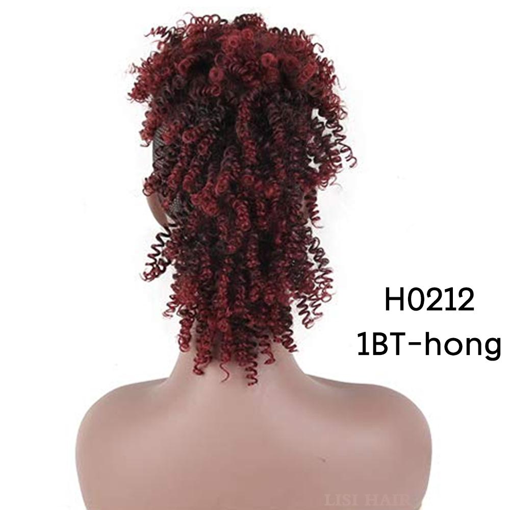 MISS WIG Estensioni sintetiche dei capelli Mohawk ricci crespi Pezzi di capelli colorati con clip per le donne Party