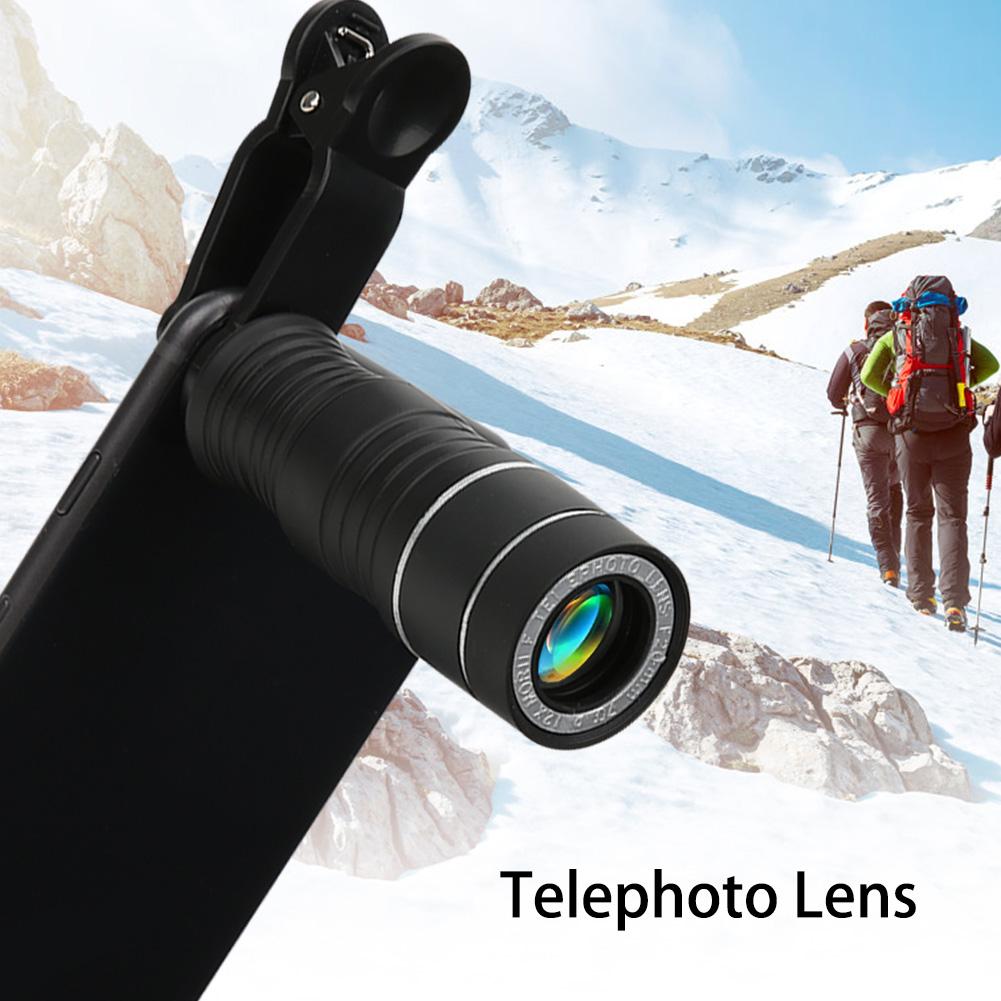 Professional Mobile Phone Camera Lens Wide Angle 12x Monocular Telescope Clip for Concert
