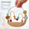 Portable Wooden Bead Maze Toy Wooden Circles Bead Wire Maze Abacus Puzzle Toys for Learning Counting with Wire Frame