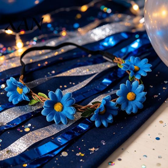 Adjustable Daisy Crown for Girls Sunflower/Daisy Wreath Headband Women Girls, Flower Headpiece, Daily Wear Silk Beach Photography Summer Dress