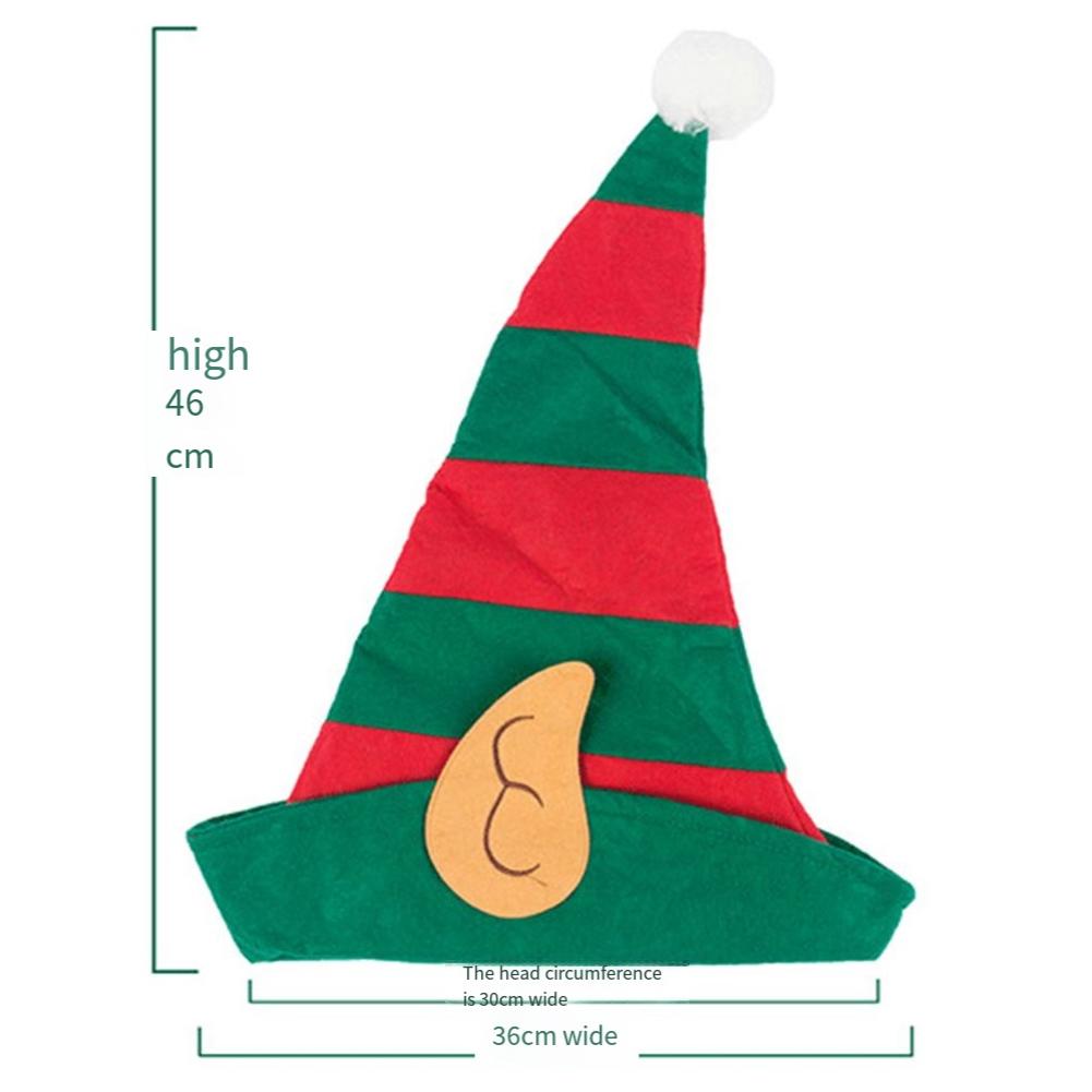 46x36cm Santa Hat Green Adult Women Hat With Elf Ears Soft Non-Woven Christmas Ornament Home Party Costume Accessories