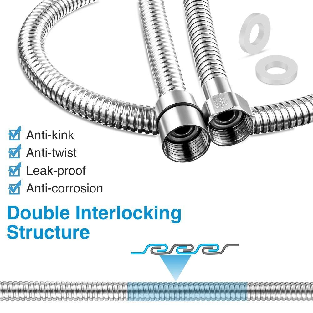 Large Bore Shower Head Hose Stainless Steel Shower Extension Tube High Pressure Shower Hose  Home