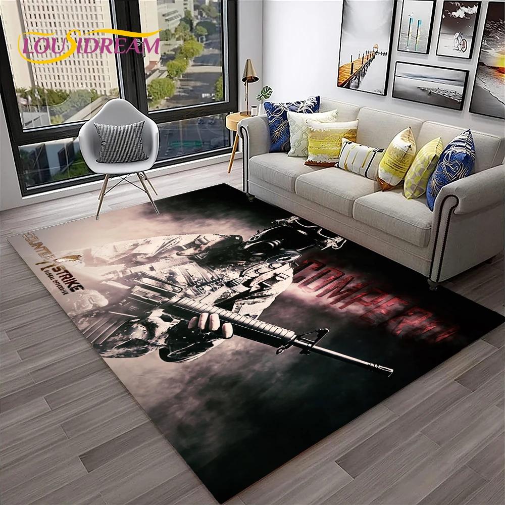 3D CS GO Game,Counter Strike Gamer Carpet Rug for Home Living Room Bedroom Sofa Doormat Decor,kids Area Rug Non-slip Floor Mat