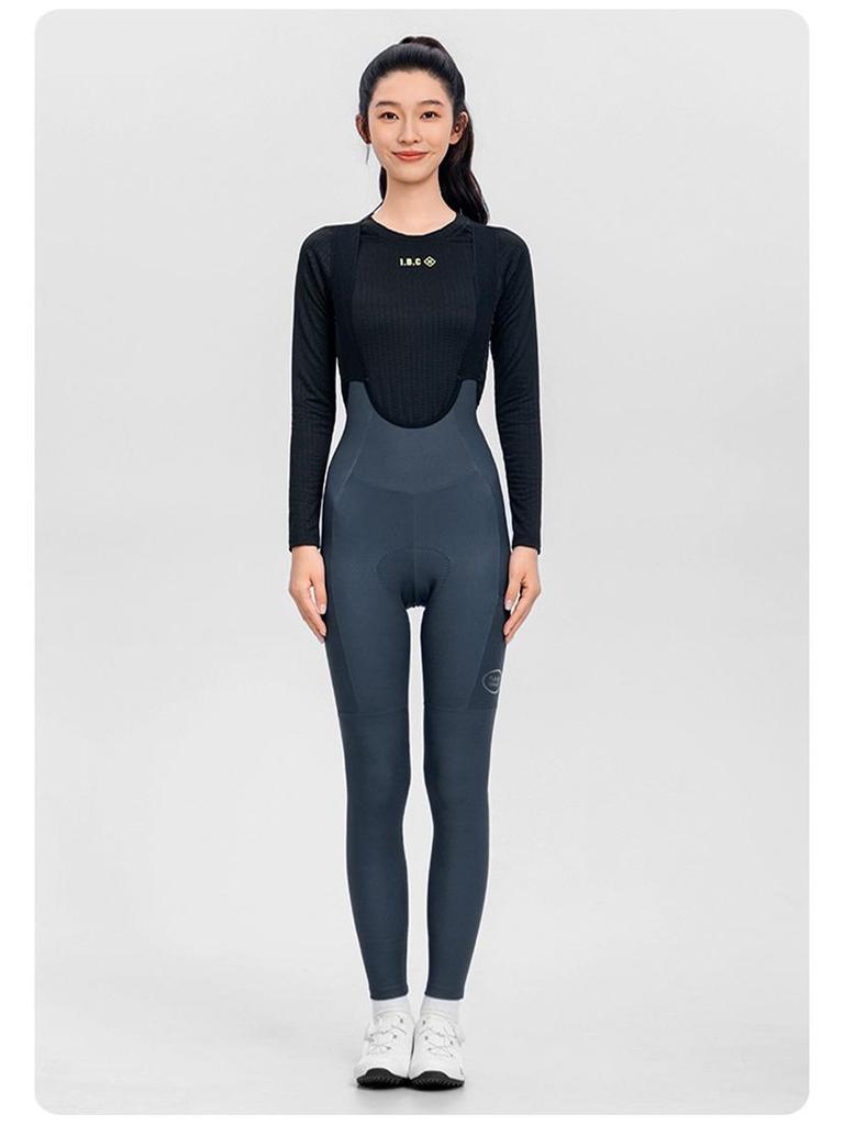 INBIKE Women's Fleece Cycling Bib Pants with High Waist, Pockets, and Belt for Autumn/Winter Road Biking