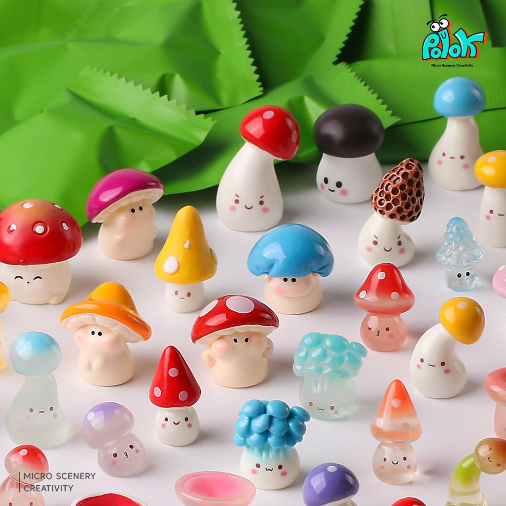 PIOK Mini Elf Mushroom Blind Bag Miniature Figurine Micro Landscape Decor Creative Toy Gift Desktop Ornament For Kids Collectors