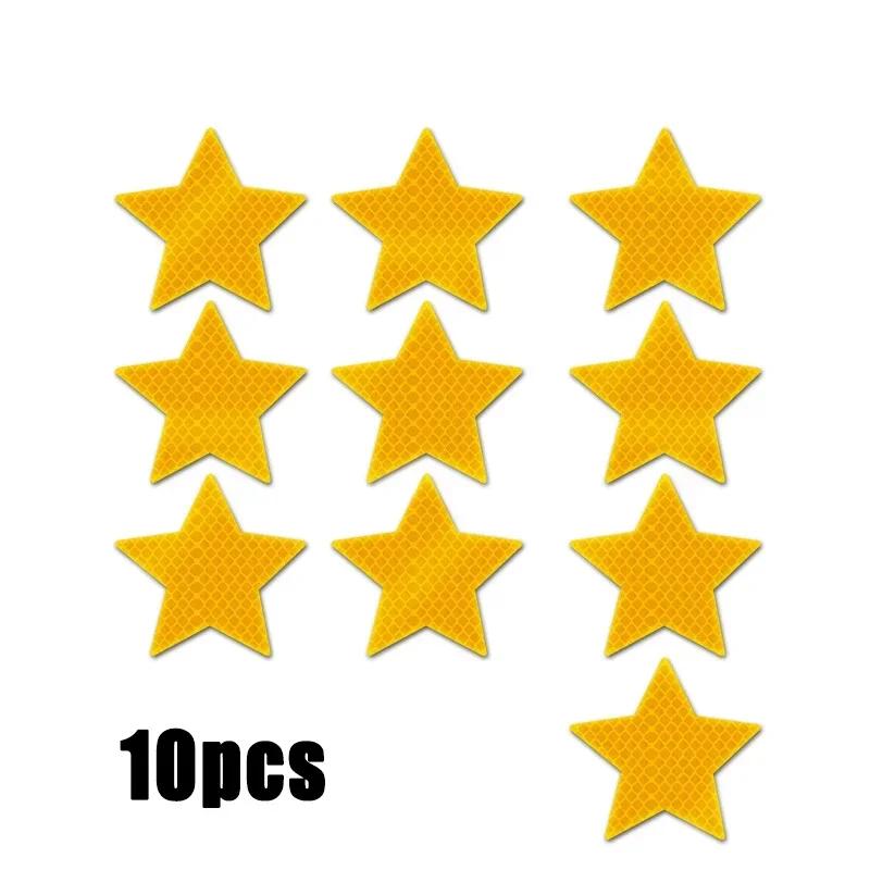 10pc Star Shape Safety Warning Tapes Stickers Intensity Grade ReflectiveSelf-Adhesive Fence Bags Outdoor Car Accessories