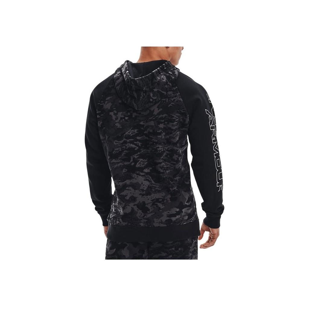 Under Armour Rival Camo Script Fleece Hoodie Men Hoodies Black 1366308-001