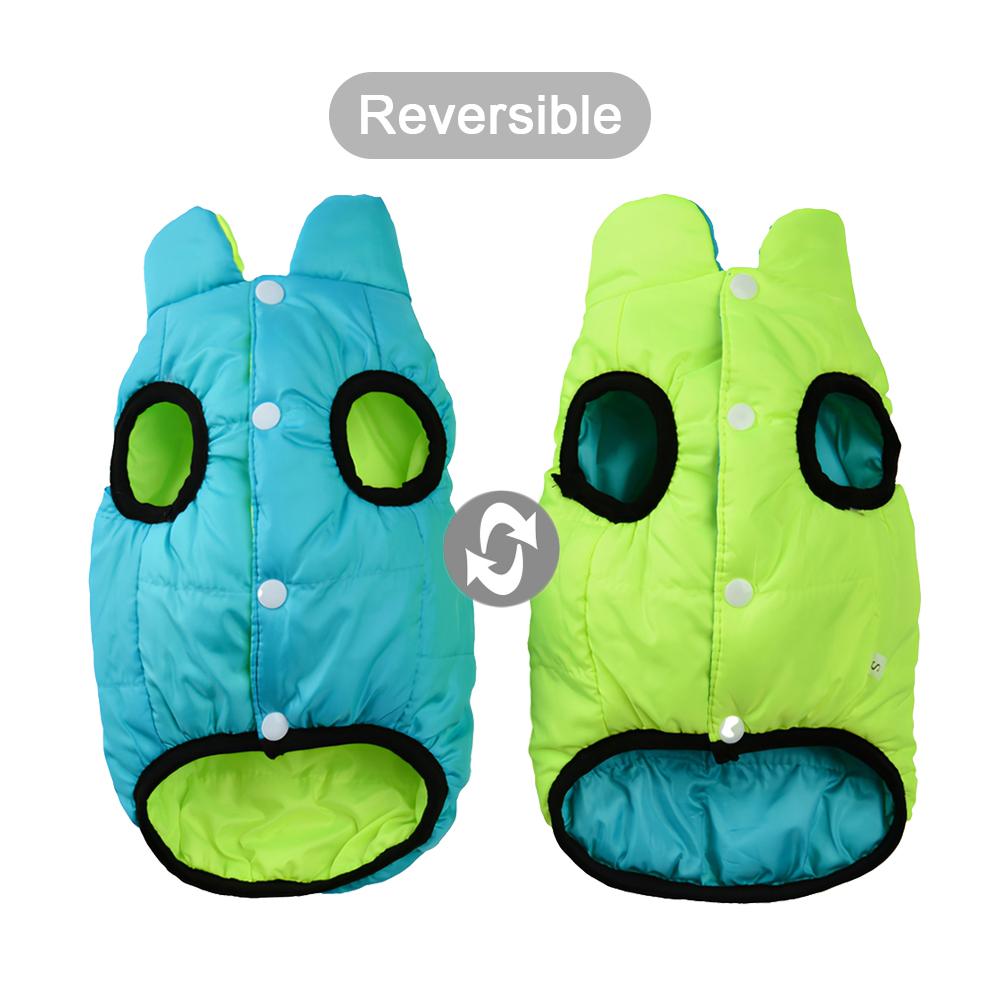 Waterproof Warm Dog Clothes For Small Medium Dogs Cat Reversible Winter Pet Jacket Padded Vest Lightweight Puppy Coat Costume