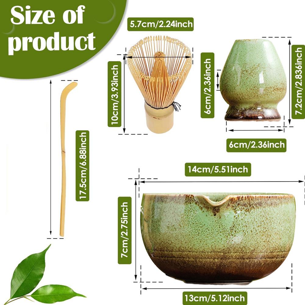 

Matcha Tea Set Matcha Whisk Stand Set Of 4 Traditional Ceremonial Cooking Utensils For Men Christmas Girl Birthday Women Kitchen зелений