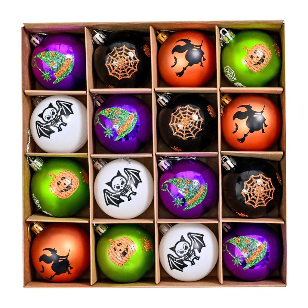 Dark Skeleton Ball Set 6cm Halloween Party Tree Hanging Porch Decoration Painted Plated Ball Hanging,halloween Indoor Decor,halloween Decorations,