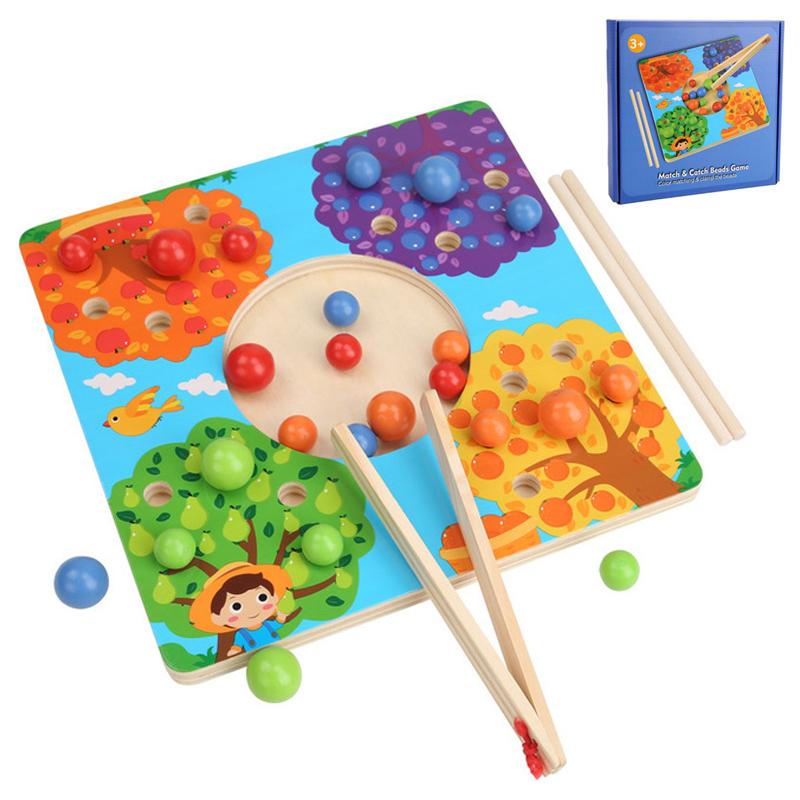 Clip Beads Rainbow Wooden Toys Children Montessori Education Sorting Color Matching Game Fine Motor Training Sensory toy for kid