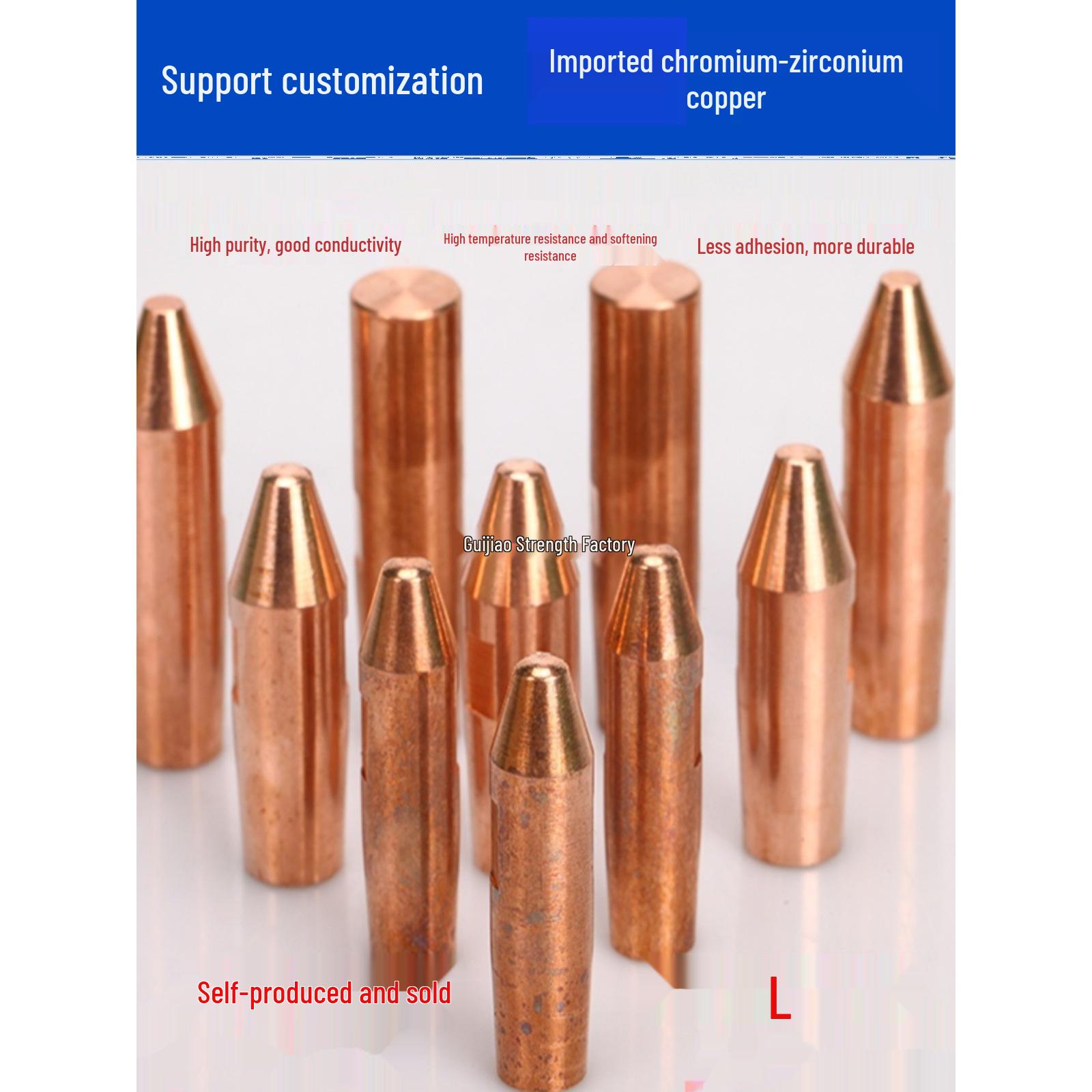 

Pneumatic Spot Welder Electrode Head: Chromium Zirconium Copper, Butt & Handheld 16x60, 13x55. Custom Electrode, 1 pc