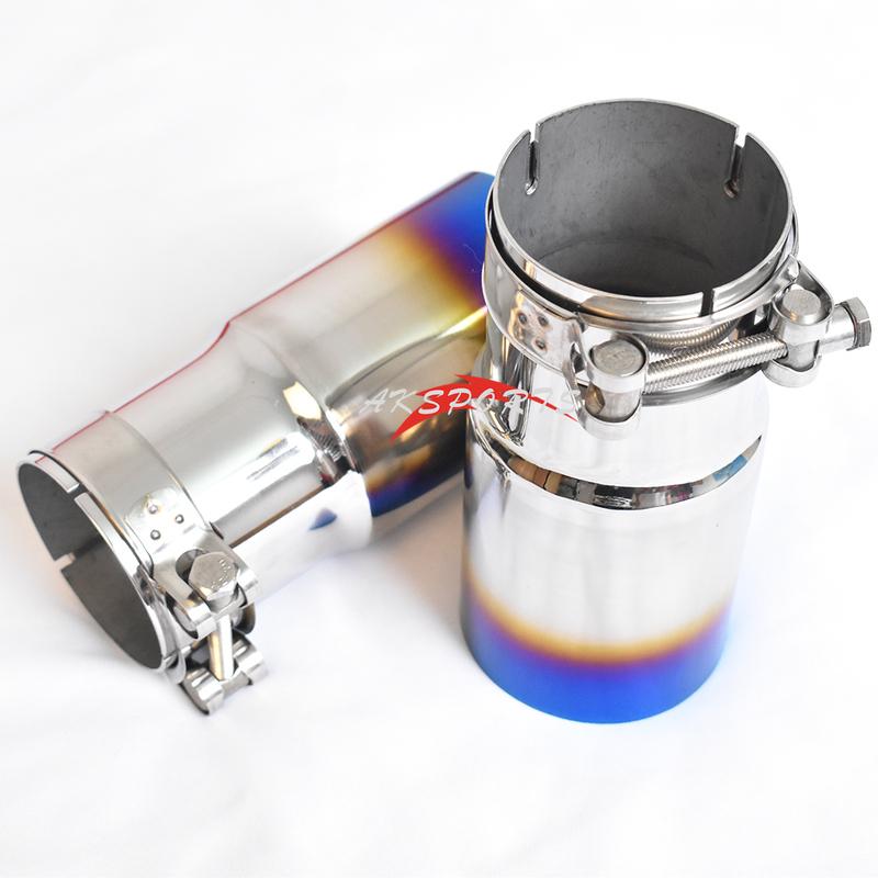 

1 PC Blue Burnt Stainless Steel Universal Exhaust System End pipe Car Exhaust Pipe Single Straight Muffler Tip For BW Series IN 48 Out 89 mm
