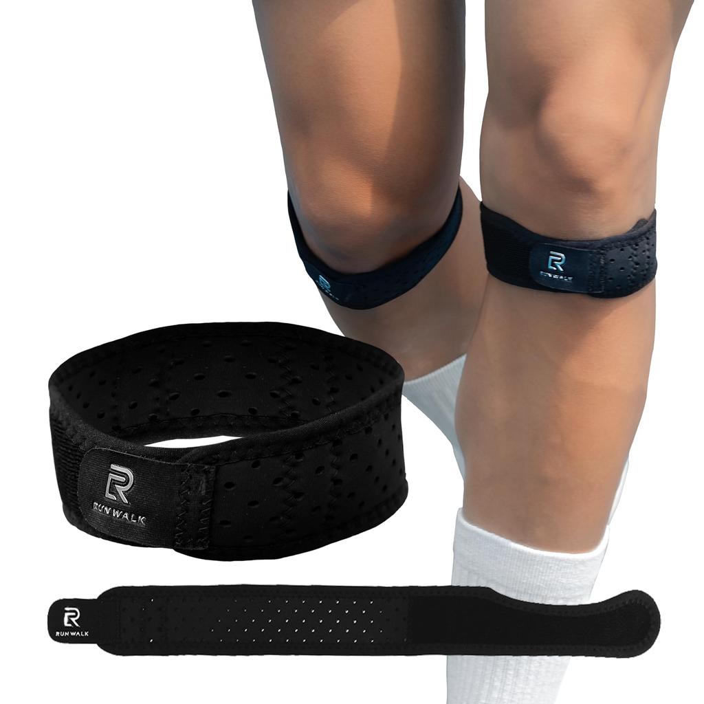 RUNWALK Soft Knee Taping One Size Fits Set of Shock Joint Suitable for Sports and Everyday Use Support, All, 2, Absorption, Support, (Black)