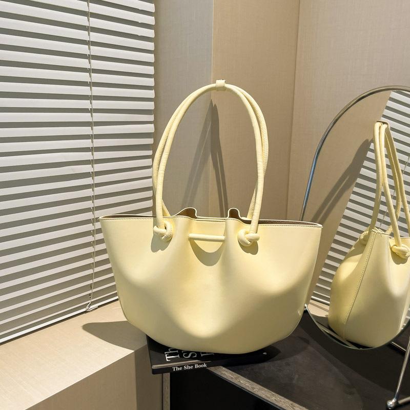 

Large capacity bag women s summer new casual niche shoulder underarm bag pleated commuter tote bag жовтий