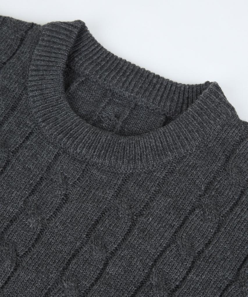 ORIGINALDAY Oversized Round Cable Knit Charcoal