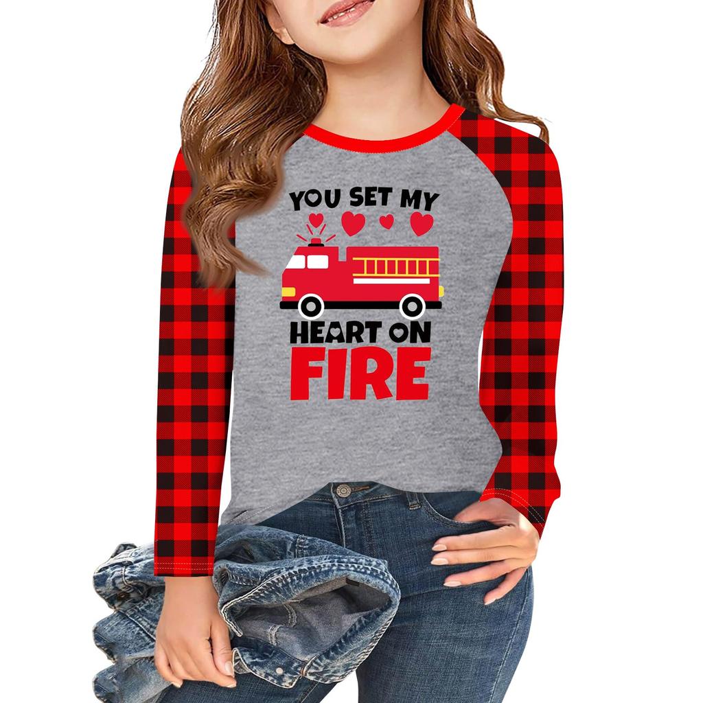 Dívčí trička s dlouhým rukávem Love na Valentýna Dětské podzimní topy Kulatý výstřih Základní trička 5-14 let