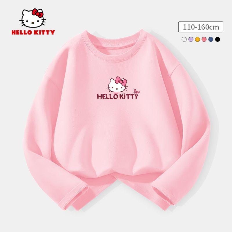 Hello Kitty Girls' Base Layer Shirt Spring 2026 New White Children's Base Layer Shirt Pure Cotton Girls' Top