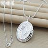 DOTEFFIL 925 Silver Oval Round Photo Frame Pendant Necklace 18/20-28/30 Inch Snake Chain For Woman Man Wedding Jewelry