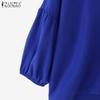 ZANZEA Women Casual V-Neck Solid Color Loose 3/4 Sleeve Blouse