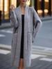 Women's 2024 Autumn/Winter Casual Long Knitted Cardigan Sweater Coat with Lace-Up Design