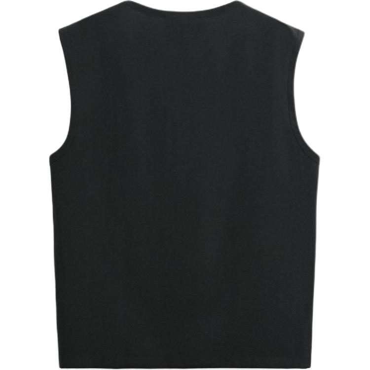 Zara Solid Color Round Neck Sleeveless T-Shirt Men Tops Black 7545348-800
