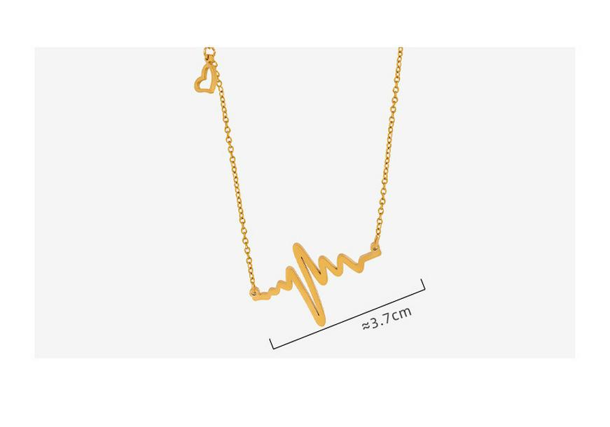 Hong Kong Retro Wave Heart Pendant Necklace, 18K Gold, Titanium Steel, Versatile Clavicle Chain