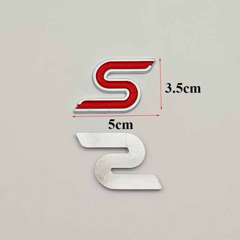 AJG1 3D Metal Letter S Logo Car Front Grille Emblem Badge Rear Trunk Stickers Decal For Ford Focus Fiesta Escape Ecosport Kuga Mondeo