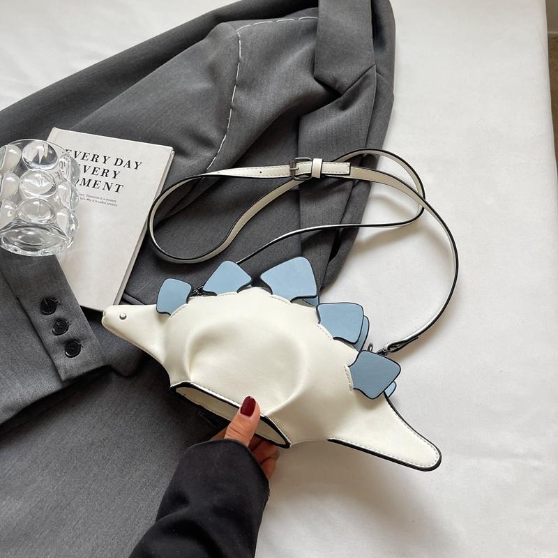 1 Stück Damen Kontrastfarbe PU Umhängetasche Persönlichkeit Mode Geformt Dinosaurier Damen Tasche Geeignet für Handy Geldbörse Kartenhalter Qualität