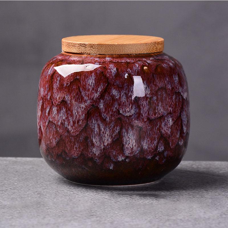 220ml Keramik Küchentee-Dose Retro Spaltfarbe Teebehälter Behälter Reiseaufbewahrungsbox Porzellanjarre für Pulver Kaffeedose