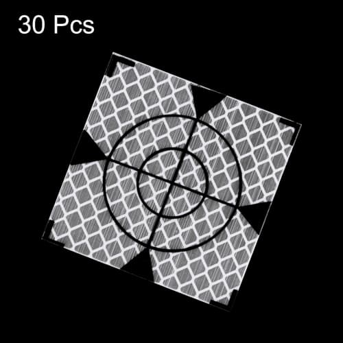 uxcell Survey Reflectors, 60mm Self-Adhesive Reflective Tape for Survey Marking, Total Station, White, 30 Pieces