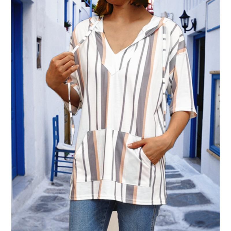 

Ленивые свободные свитера и топы с длинными рукавами в наличии Домашняя рубашка с карманом и капюшоном на шнурке с короткими рукавами для женщин XL