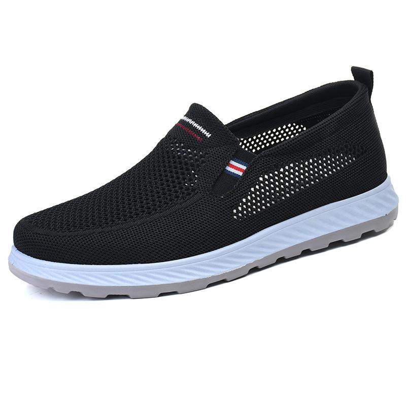 Men's Shoes Summer 2024 New Mesh Shoes Cloth Shoes Men's One-pedal Fly-woven Hollow Breathable Dad Shoes Casual Mesh Shoes