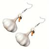 Originelle Schwan Knoblauch Ohrhänger | Lustiger 3D Food Tier Hänge-Schmuck für Damen