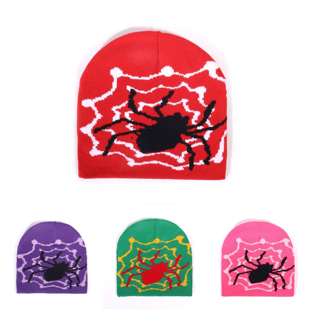 Spider Pattern Knit Beanie With Warmth For Winter Outdoor Casual Wear
