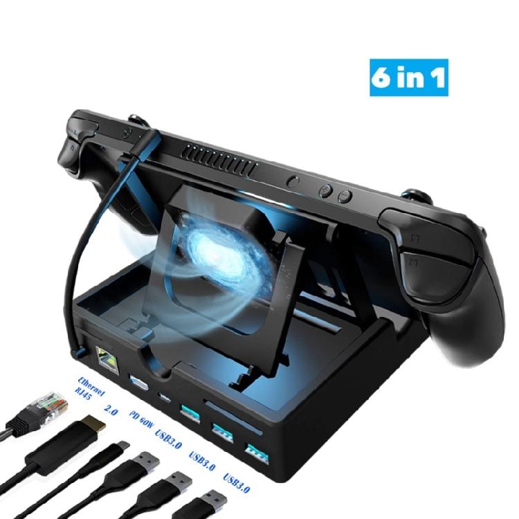 6 In1 Steam- Deck Dock with HDMI2.0 4K@60Hz Gigabit-Ethernet 3 USB 3.0 Port